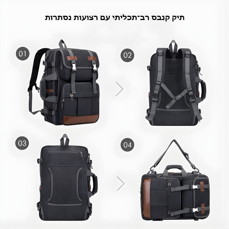 תיק גב Quenlith Pro 35L למחשב 16 אינץ' מתרחב עם USB – תמונה 9
