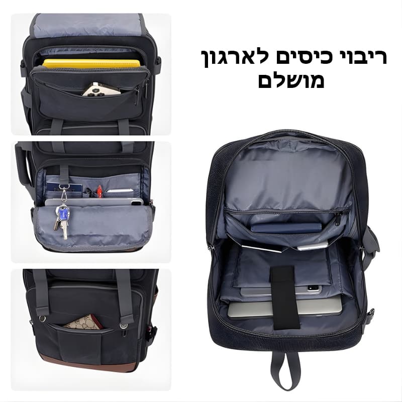 תיק גב Quenlith Pro 35L למחשב 16 אינץ' מתרחב עם USB – תמונה 5
