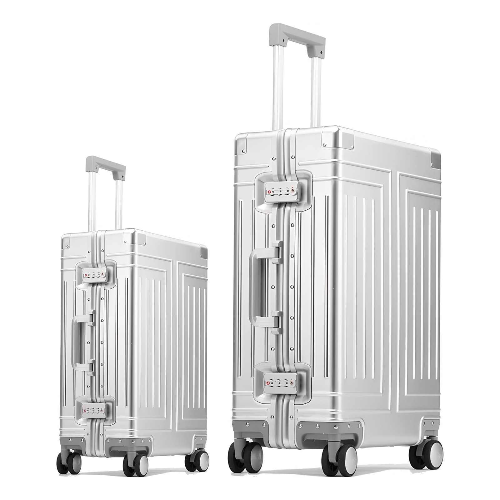 סט 2 מזוודות אלומיניום Camel Mountain Monaco, 20 ו־28 אינץ׳, אלומיניום מגנזיום מלא, עם 2 גלגלים רזרביים לכל מזוודה ומנעולי TSA, תמונה 1