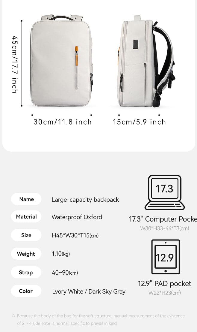 תיק גב Corona X Xtreme 20L למחשב 15.6 אינץ' עם יציאת USB מבית כאמל מאונטין – תמונה 5