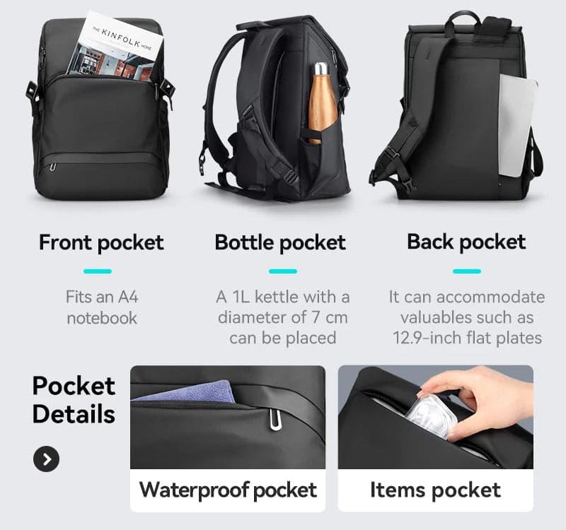 תיק גב EchoPack Luxe למחשב 15.6 אינץ' עמיד במים מבית כאמל מאונטין – תמונה 6