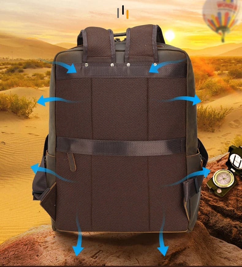 תיק גב NomadTrak Platinum 34L למחשב 15.6 אינץ' מעור אמיתי מבית כאמל מאונטין – תמונה 3