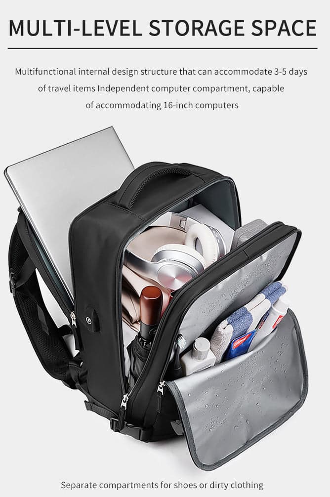 תיק גב RoamPak Quantum 20L למחשב 16 אינץ' עם יציאת USB מבית כאמל מאונטין – תמונה 5
