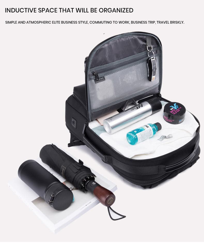 תיק גב SwiftSync Luxe למחשב 15-16 אינץ' עם יציאת USB מבית כאמל מאונטין – תמונה 10