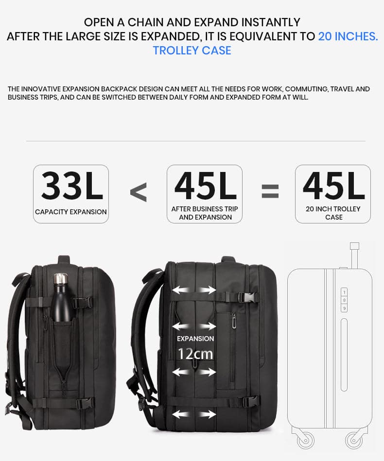 תיק גב The Translucent Prestige 36-55L למחשב 15-17 אינץ' עמיד במים מבית כאמל מאונטין – תמונה 6