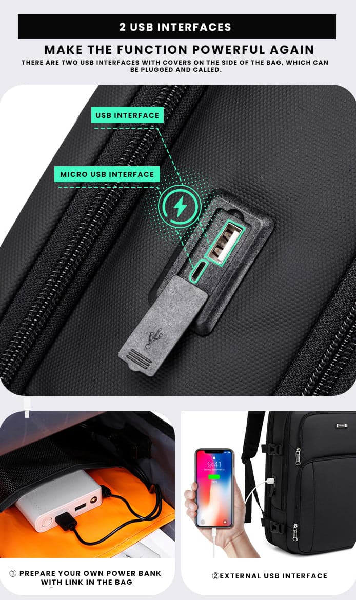 תיק גב ZenSack Turbo 22L למחשב 16 אינץ' עם יציאת USB מבית כאמל מאונטין – תמונה 3